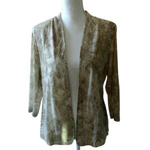 Chico's Women's Tan & Cream Long Sleeve Open Front Lightweight Cardigan Size S.